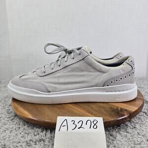 Cole Haan Mens 12W Wide GrandPro Rally Gray Canvas T-Toe Casual Daily Sneaker